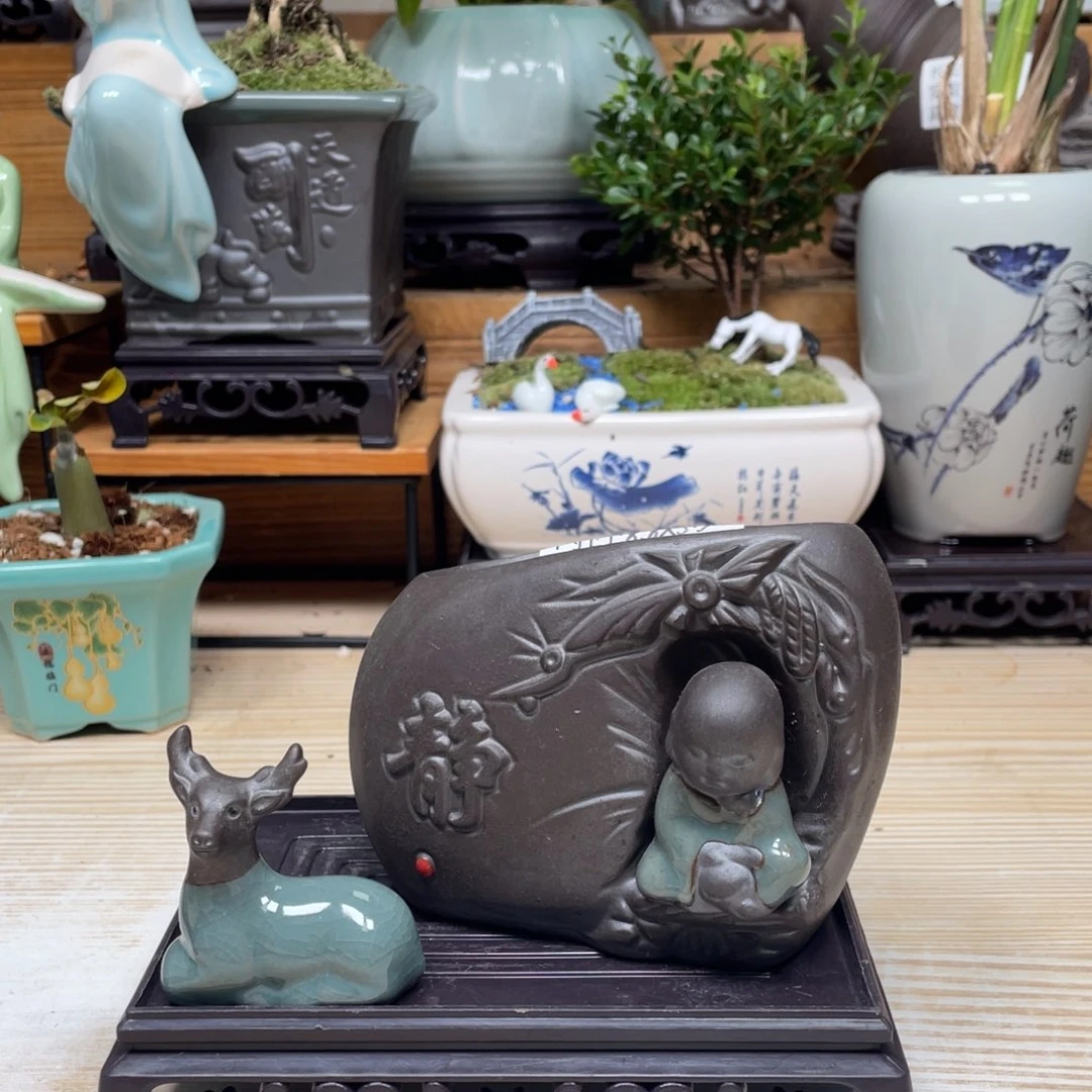 紫砂花盆陶瓷艺术花盆陶瓷