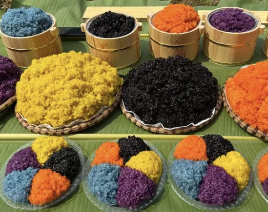 广西三色糯米饭紫黑黄三色真空发货农家自蒸米饭