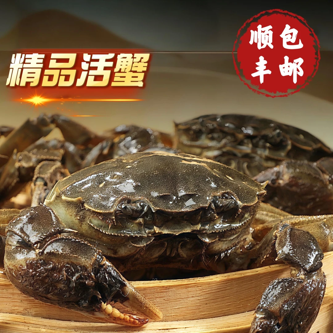 【活蟹】买六送二河蟹公蟹2.0-1.7两8只顺丰包邮