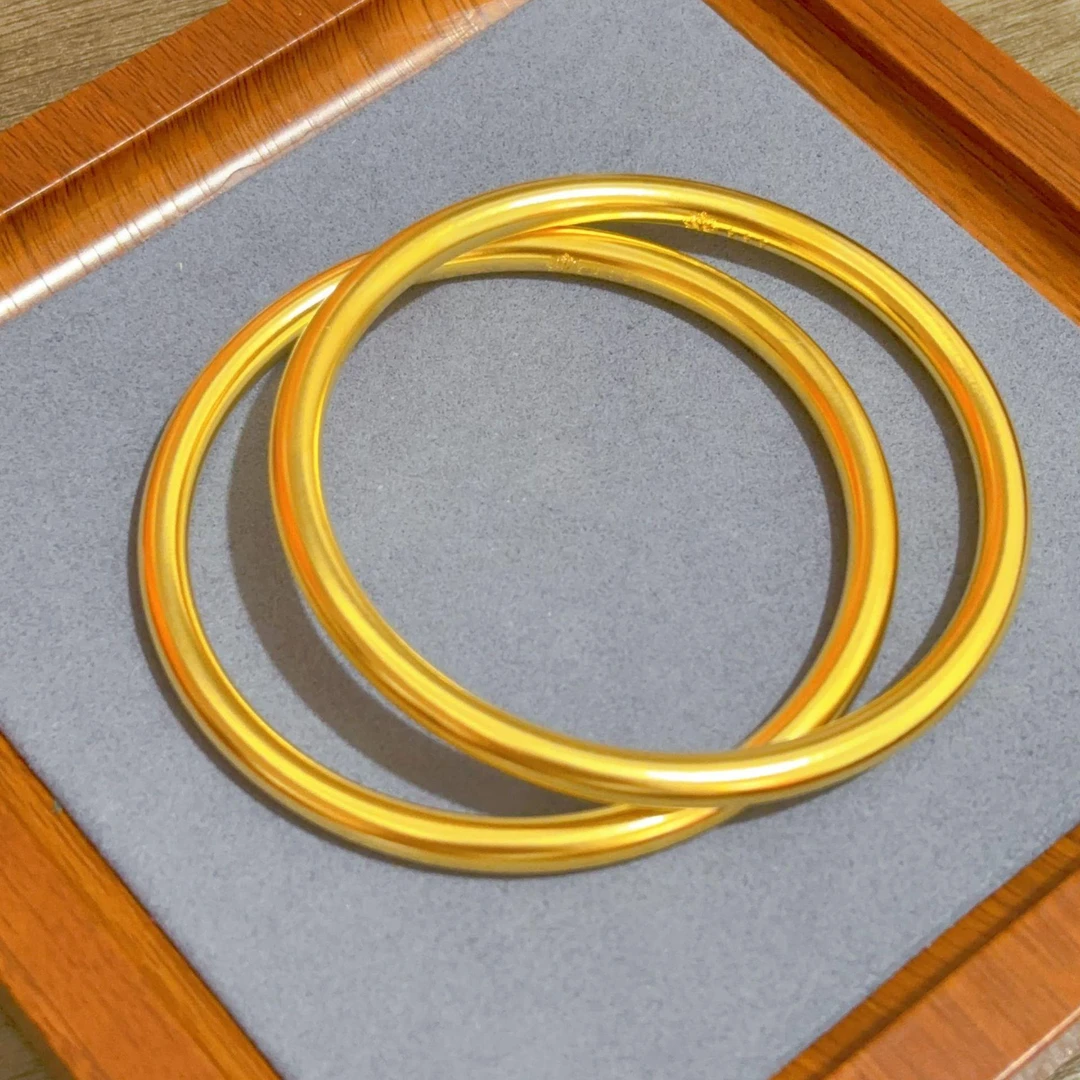 铜合金手镯 精工古法素圈手镯金色磨砂哑光手镯传承素圈手镯