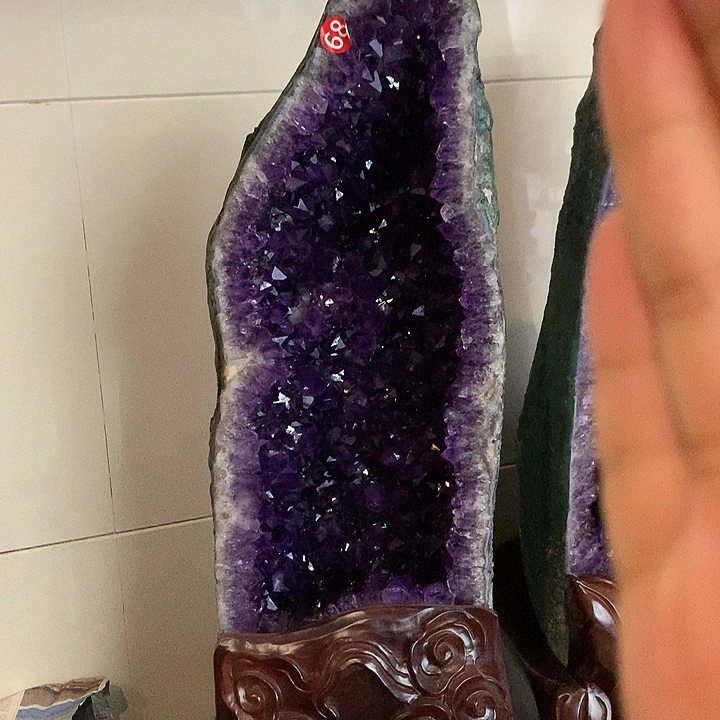 石材高端天然紫晶洞原皮1.4米高