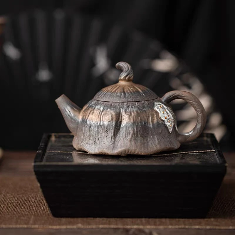 粗陶铁锈釉茶壶家用茶水分离陶瓷茶壶自用送礼泡茶壶