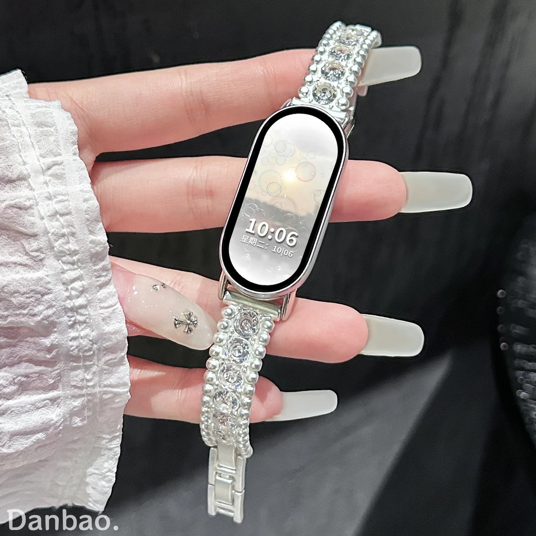 《满钻花环》适用于小米手环10新款手镯镶钻表带9高级感8时尚替换带