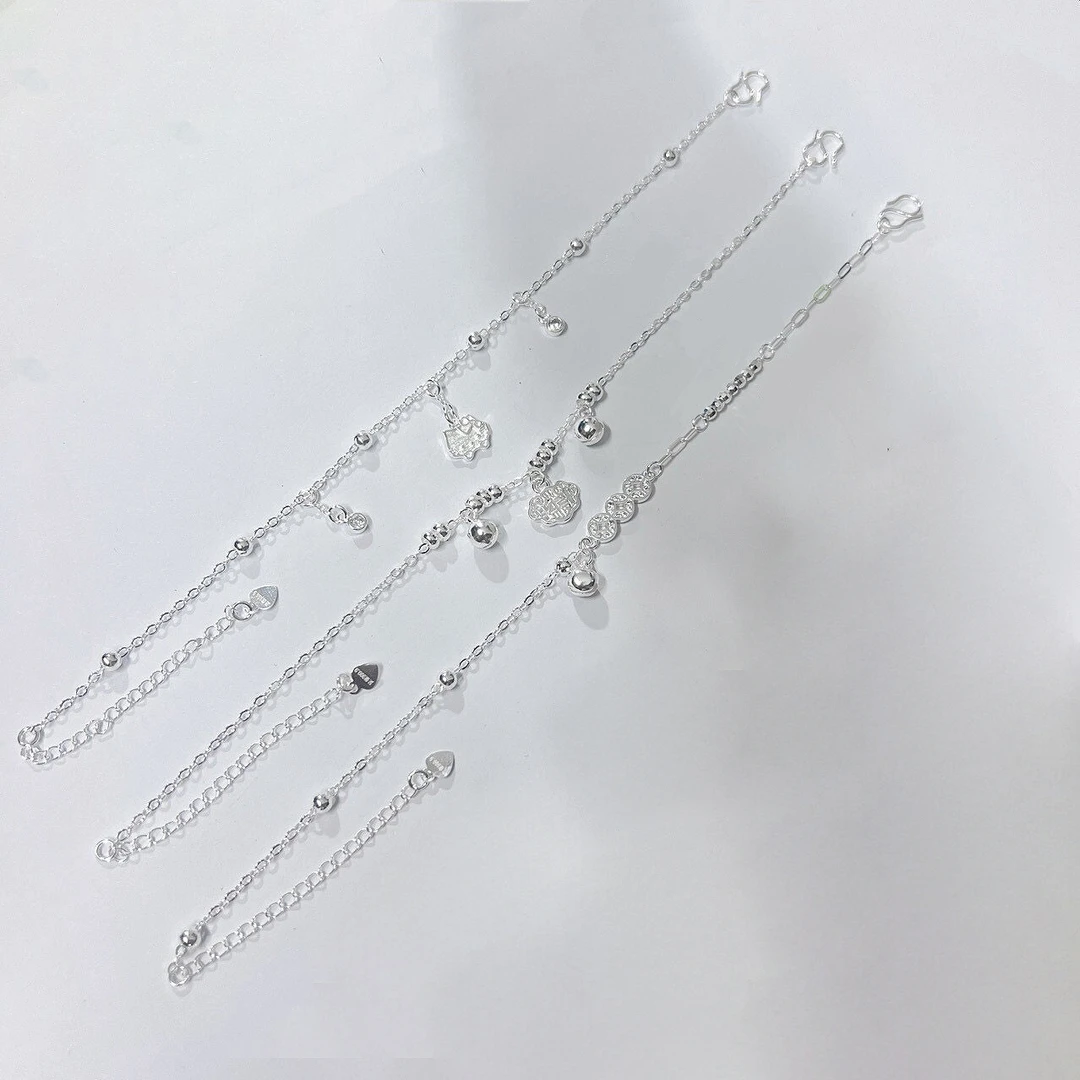 足银脚链 足银9999  纯银脚链