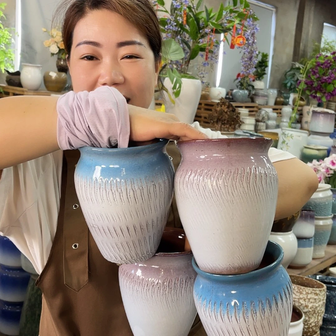 紫砂花盆高度16口径13厘米