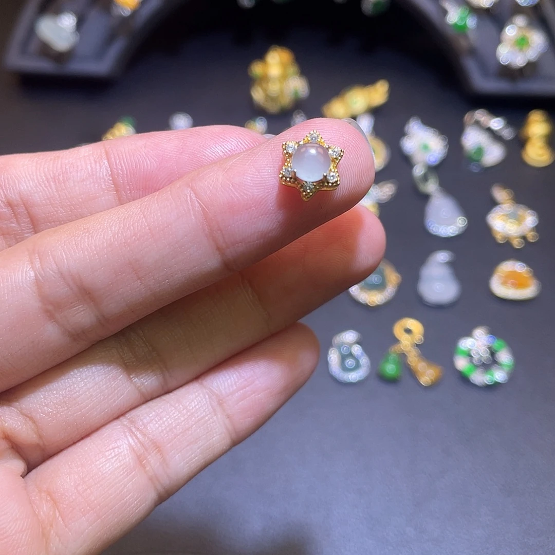 翡翠银S925镶嵌吊坠(不含链)