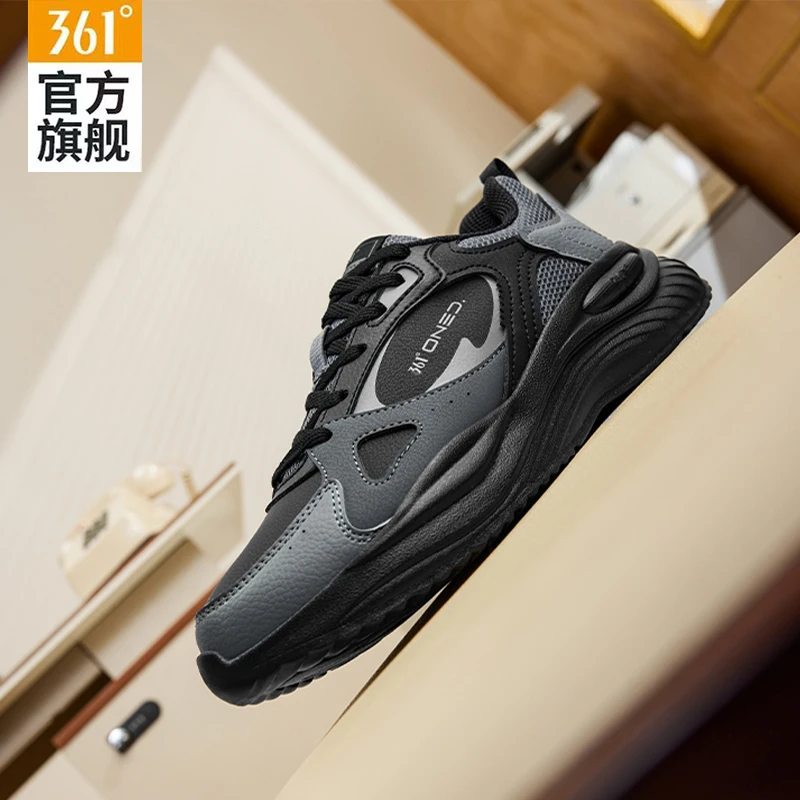 361°女鞋运动鞋女款2025秋季新款皮面防水跑步鞋子轻便减震休闲鞋