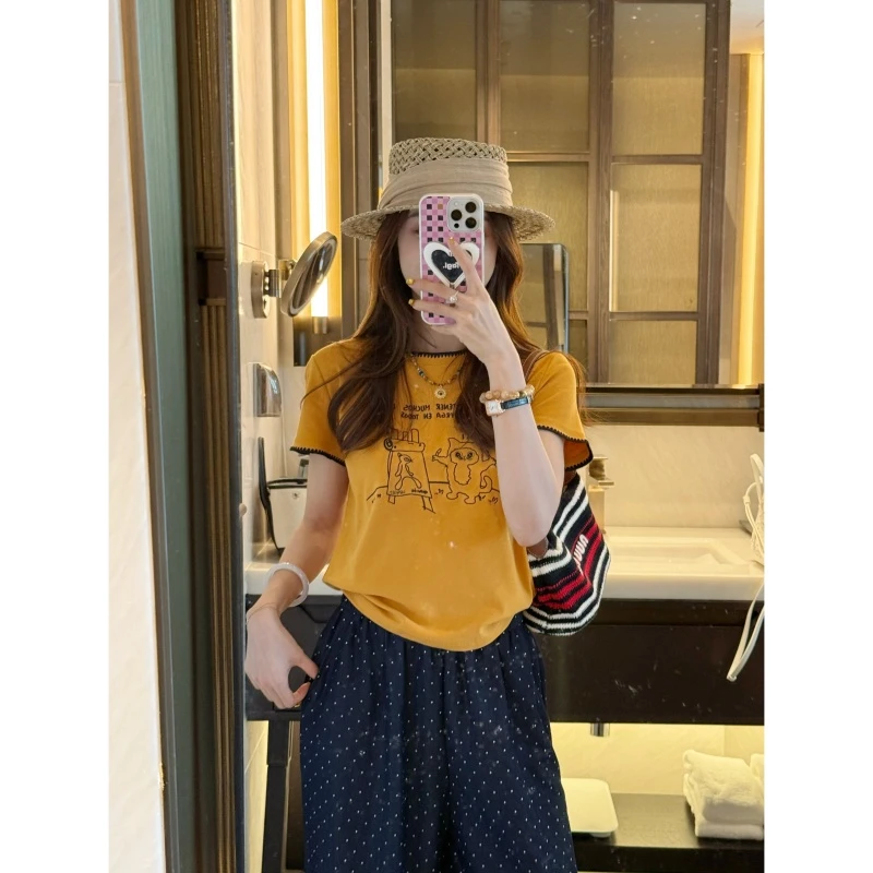 【画家宝宝】夏季时尚设计款可爱风印花短袖-DX2025732