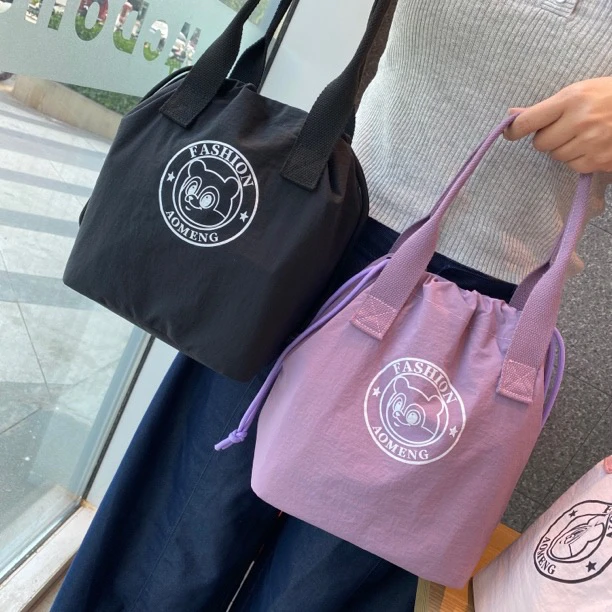 时尚防泼水束口袋手提保温饭盒包通勤便携妈咪包2508