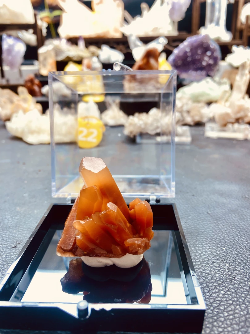 红兔毛水晶簇摆件 矿标 书房摆件桌鸿运当头红水晶