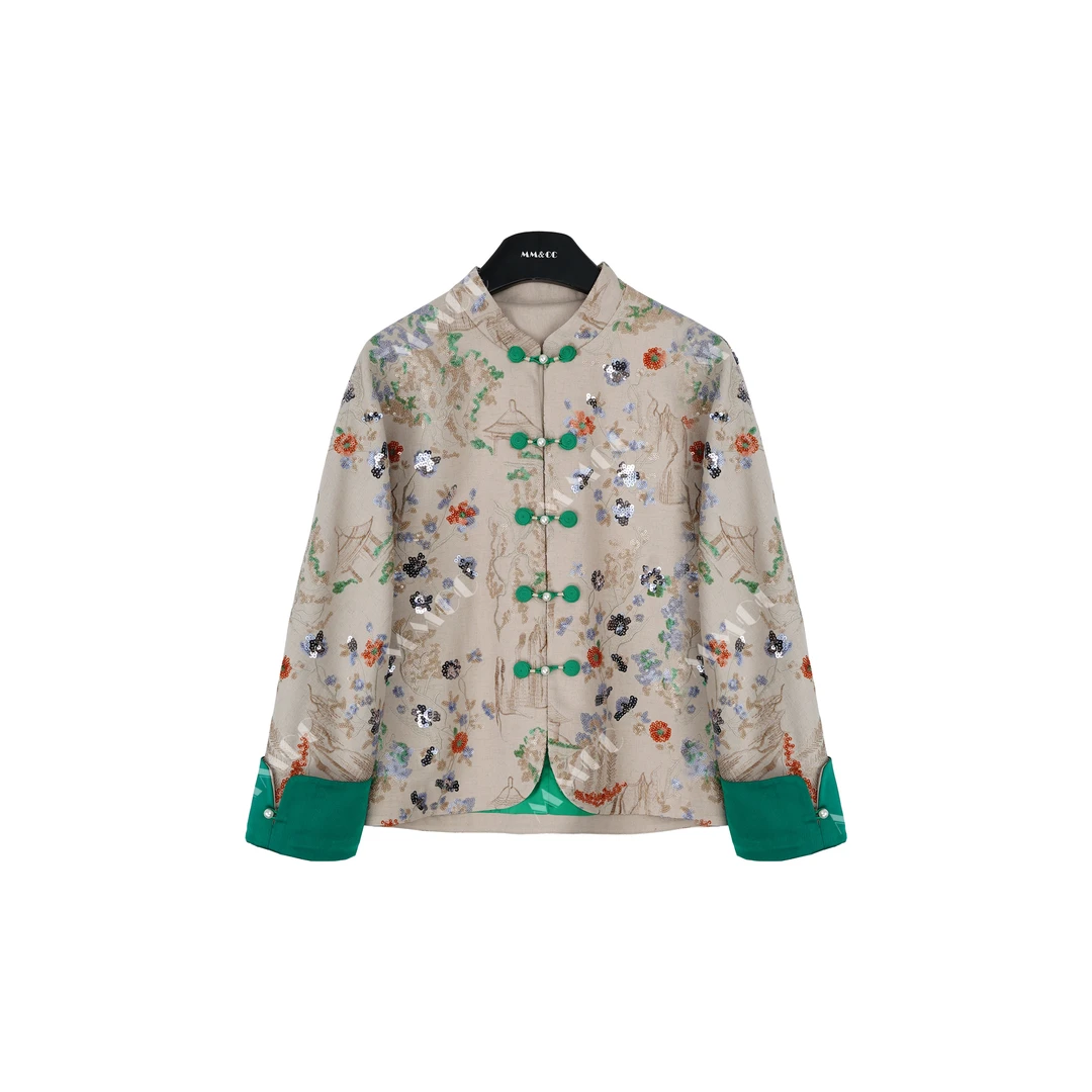 【丹青阁】新中式国风春装新款重工亮片绣花外套MCGWT0132