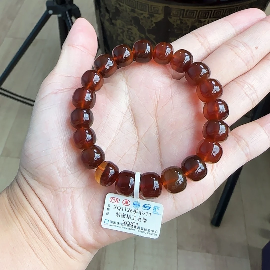 琥珀颈饰未镶嵌11M紫蜜 特价清仓