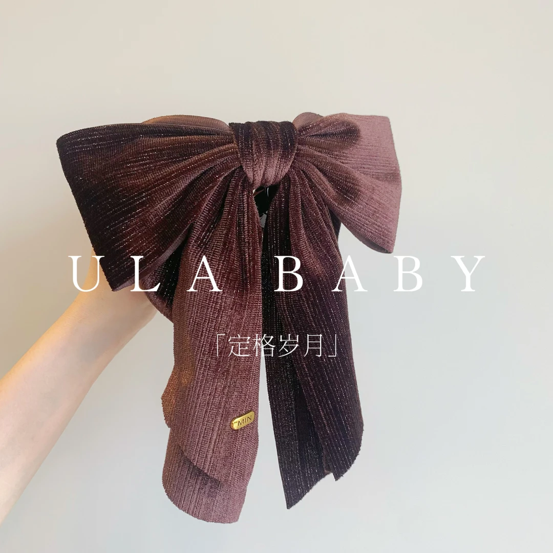 【喜儿ula】10-12-3「定格岁月」气质复古亮丝高级感蝴蝶结马尾抓夹