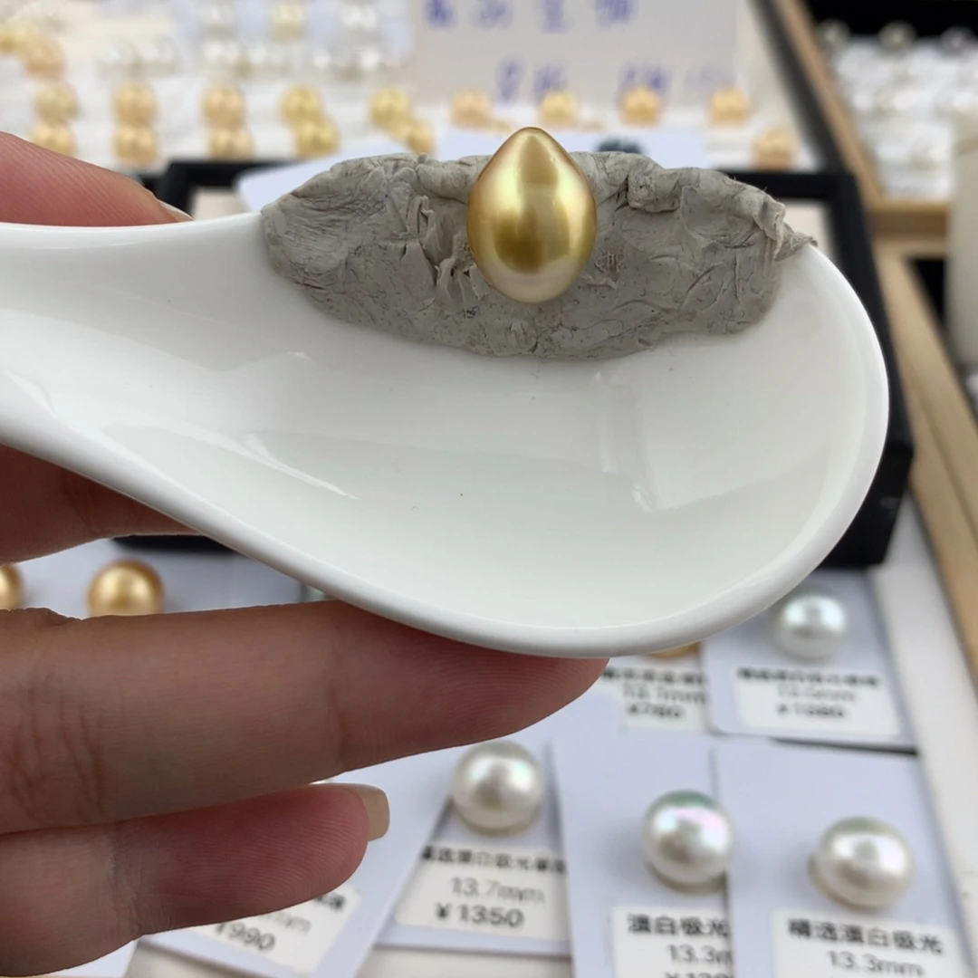 海水珍珠裸珠11.1mm金珠水滴