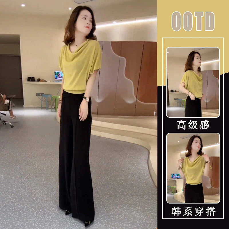 法式轻奢风女士时尚套装2025夏季新款洋气上衣显瘦休闲裤两件套女