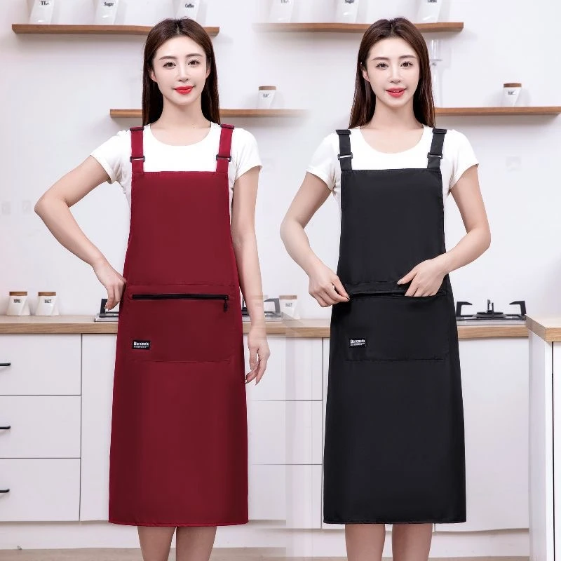 加长款防水防油围裙厨房专用家用背带围腰男女餐饮上班耐磨工作服