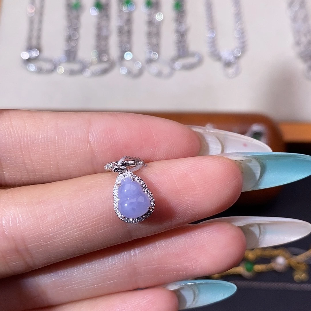 睿***夕翡翠18K金镶嵌吊坠(不含链)葫芦