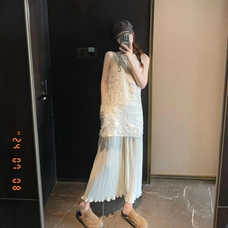 法式小众设计感无袖上衣女早春夏2025新款时尚气质高级感吊带长裙