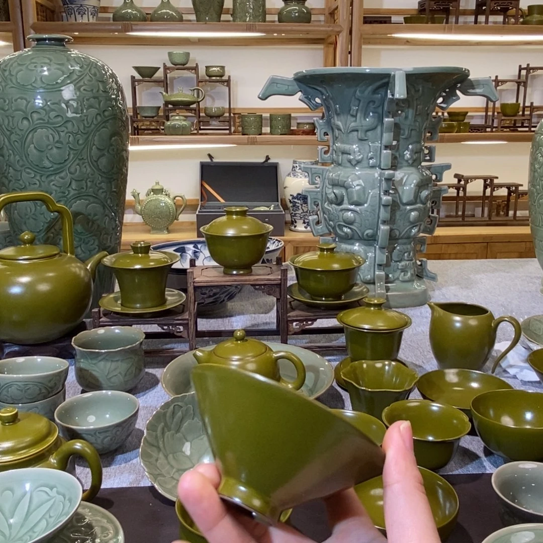 陶***釉瓷片茶叶末釉斗笠哈哈哈