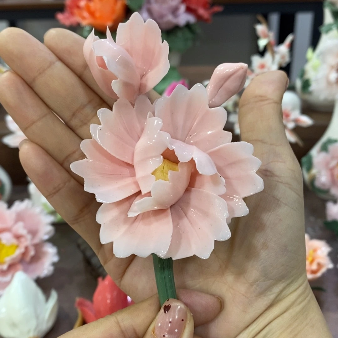 摆件陶瓷手工花摆件