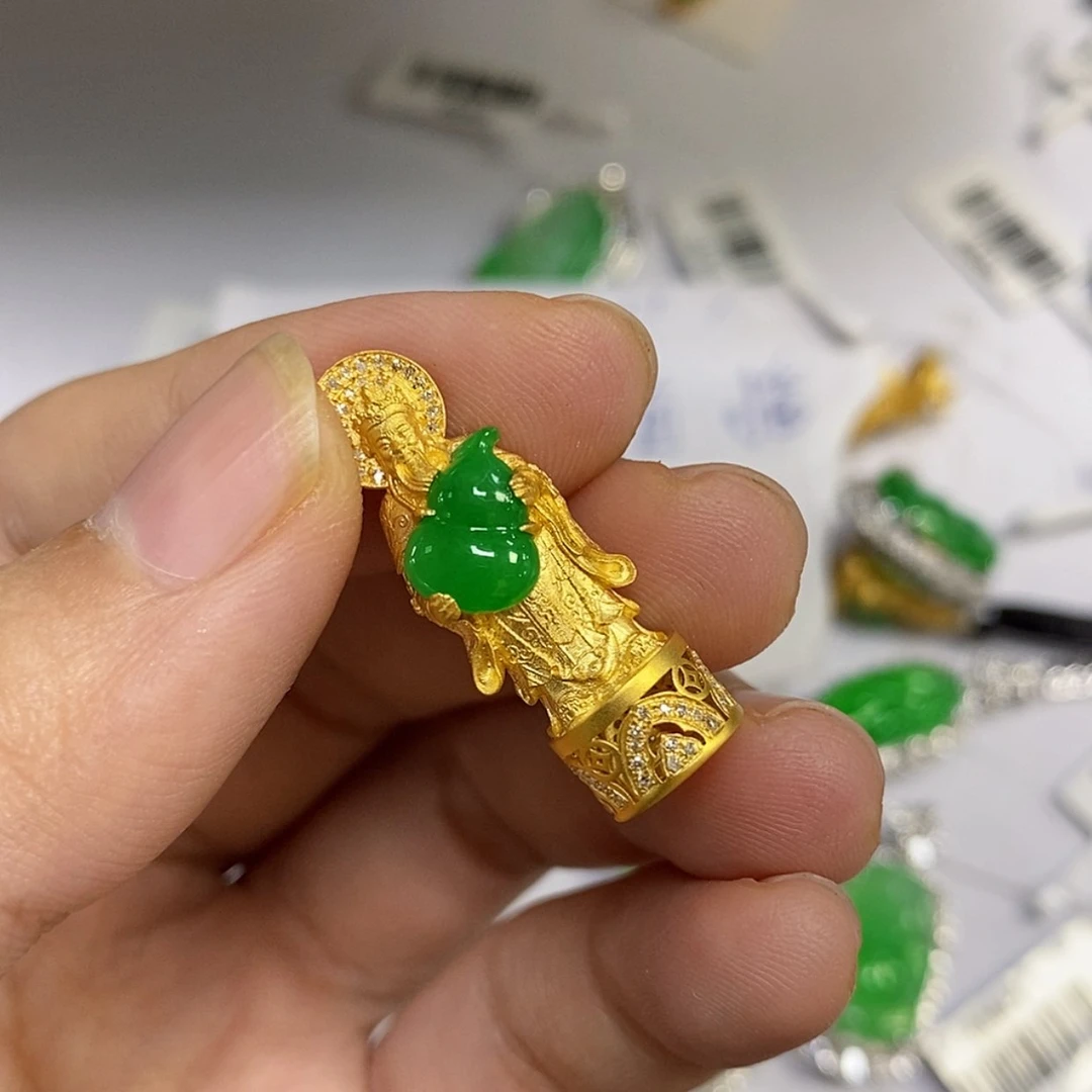 【闪购商品】18K金镶嵌戒指翡翠H***s吊坠