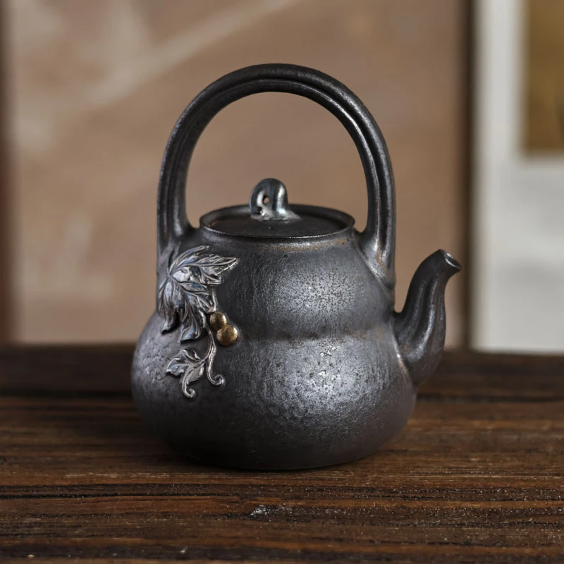 【网瓷专属】灰念鎏金福禄提梁壶（Q2824）容量320CC