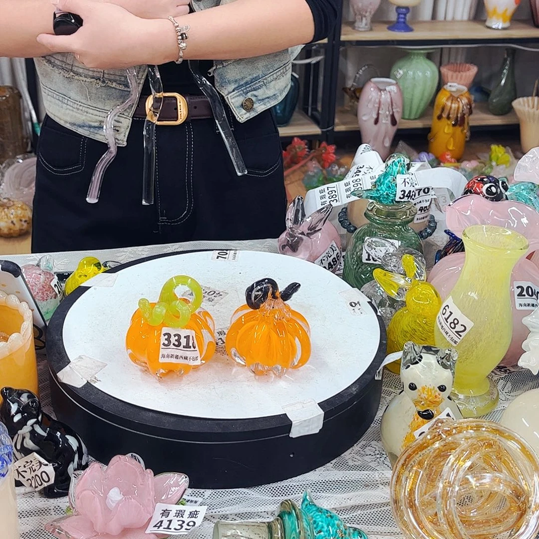 2个实心南瓜 家悦琉璃工艺品