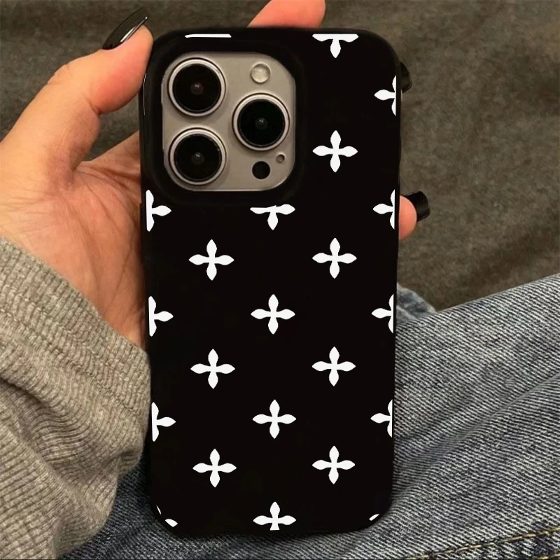 奥菲顿白色十字花适用iPhone1615果冻手机壳华为vivo小米15oppo套