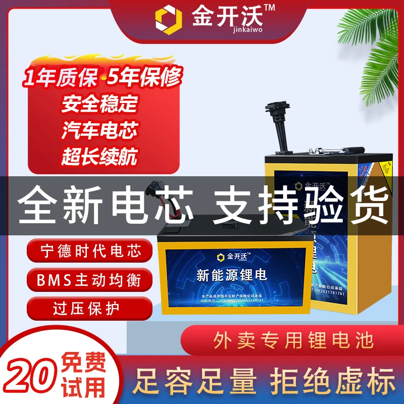 金开沃电动车锂电池磷酸铁锂72V60V三元锂电瓶车九号黑骑士48V