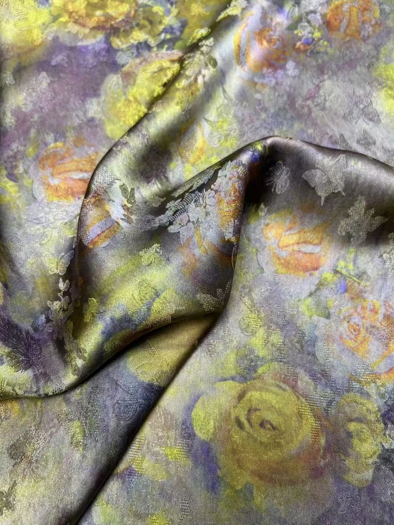 1米紫底玫瑰 新中式新国风 高清数码印花