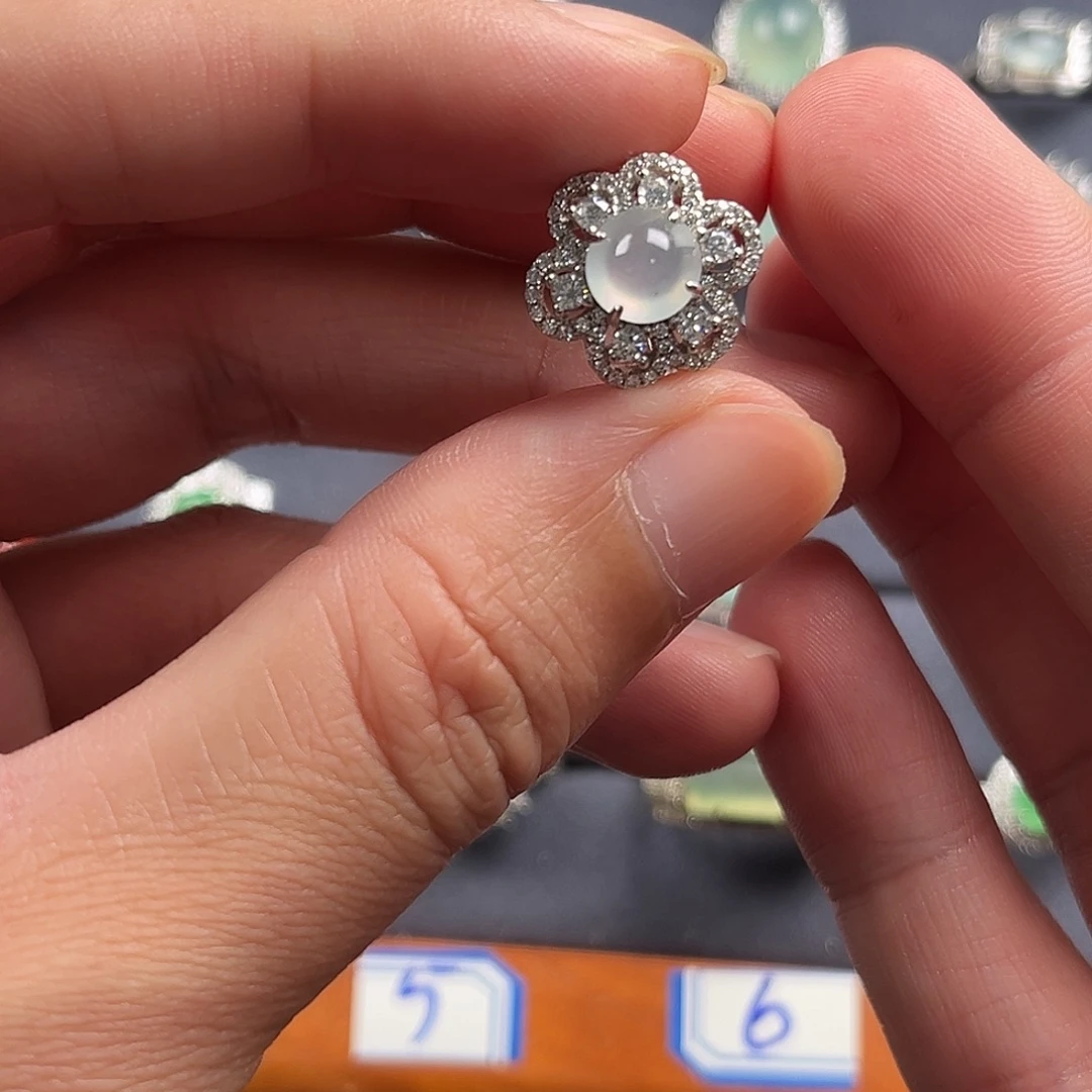 翡翠银S925镶嵌戒指缅甸A货