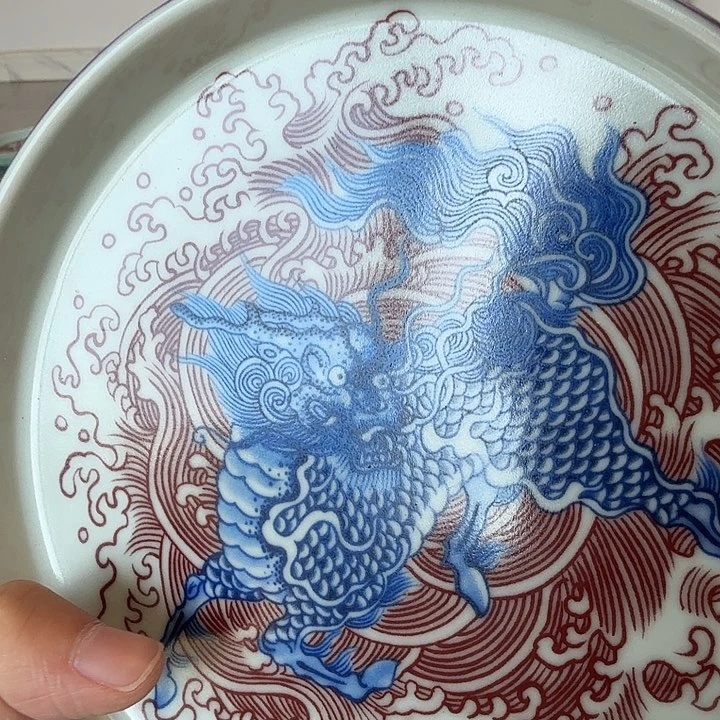 瓷片景德镇麒麟踏浪大壶承