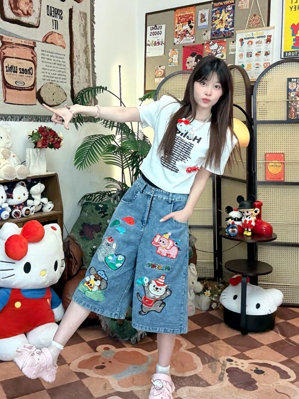 RUSHMOON【动物园系列七分裤】万针珠光缎面刺绣