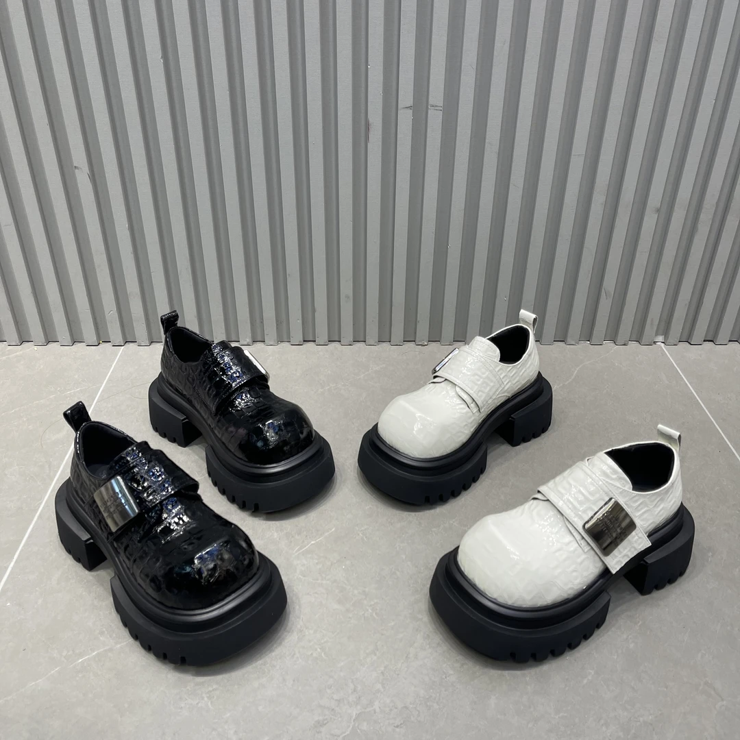 MSDDFGZ厚款纯色7厘米常规厚底休闲风乐福鞋英伦风夏季松糕底小众