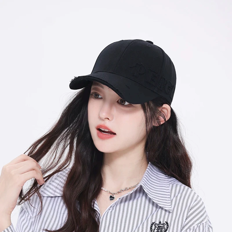 宽帽檐不撞款百搭休闲帽圆方脸帽子情侣男女棒球帽遮阳防晒鸭舌帽