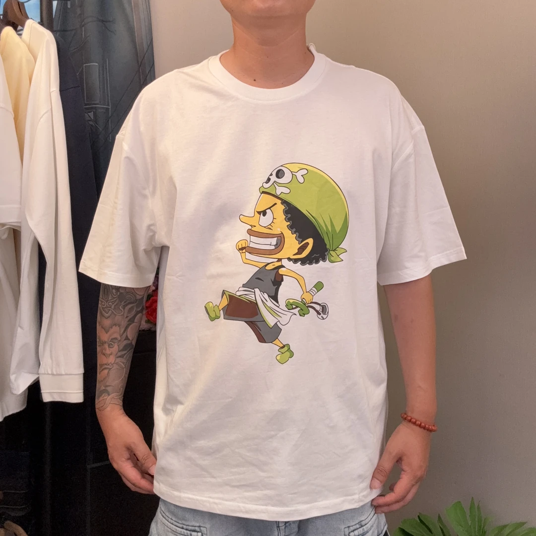 卡通印花T单款单色230克棉T