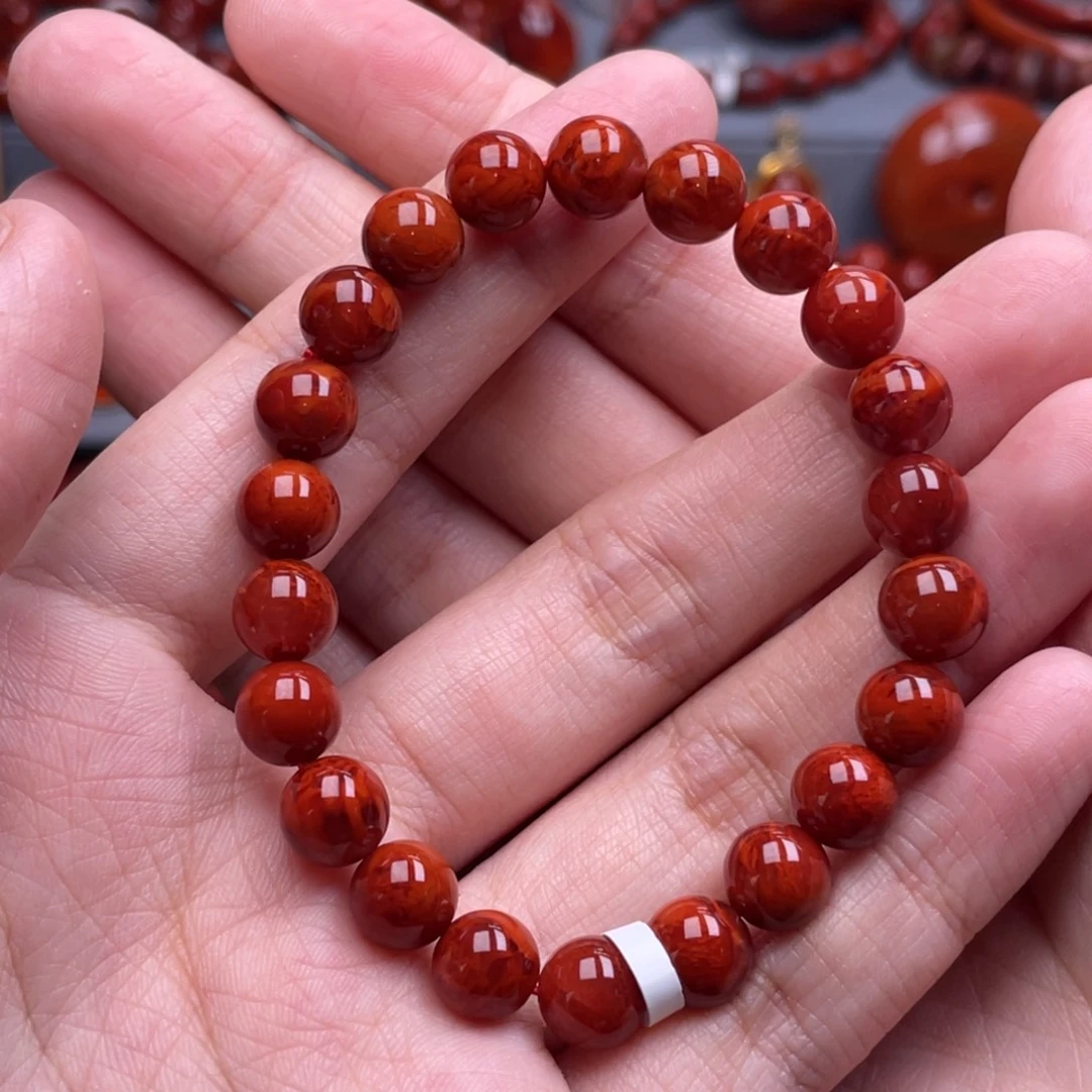 南红玛瑙未镶嵌珠宝奇石单圈8.5mm