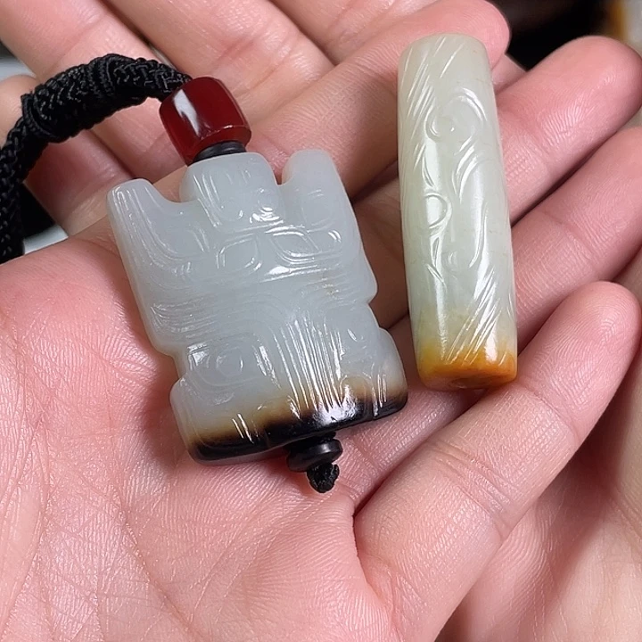 涛***旧和田玉未镶嵌挂件
