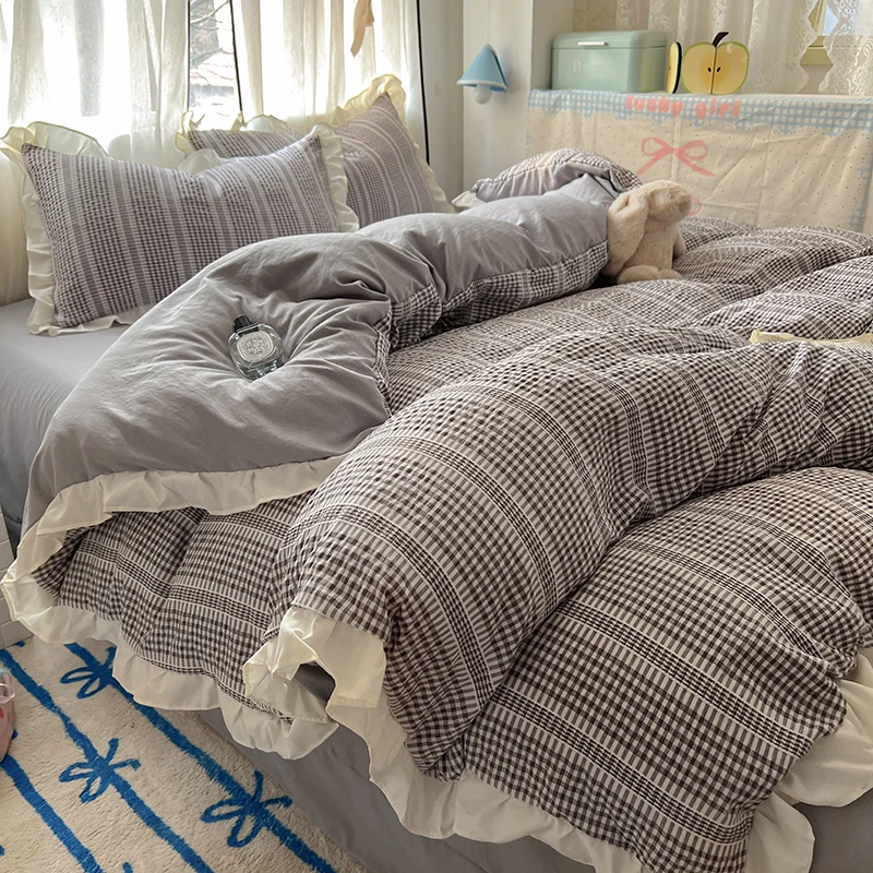 公主风针织棉四件套床单款床上家用床品南通被套床单四季通用