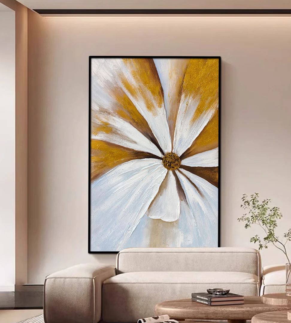 y115轻奢花卉手绘油画客厅玄关沙发背景墙装饰挂画