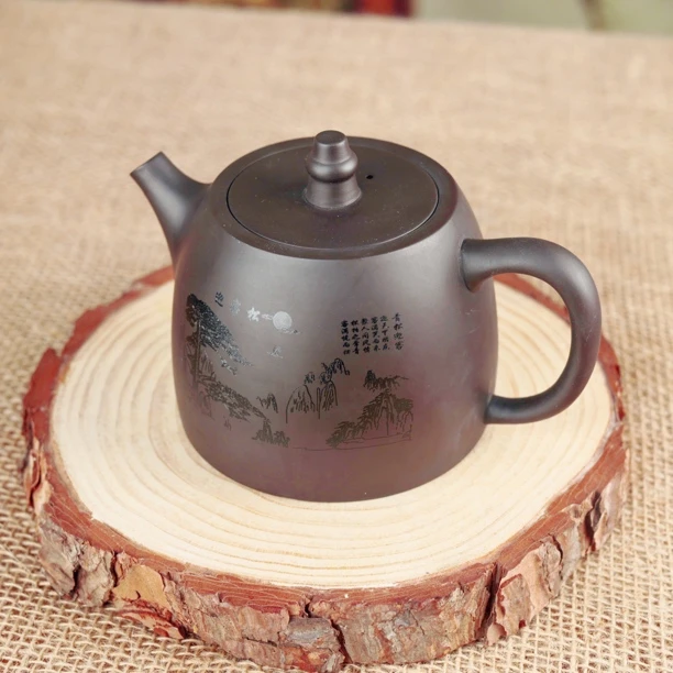 紫砂茶壶迎客松汗铎壶家用球孔过滤单壶大容量功夫茶具泡茶壶定制