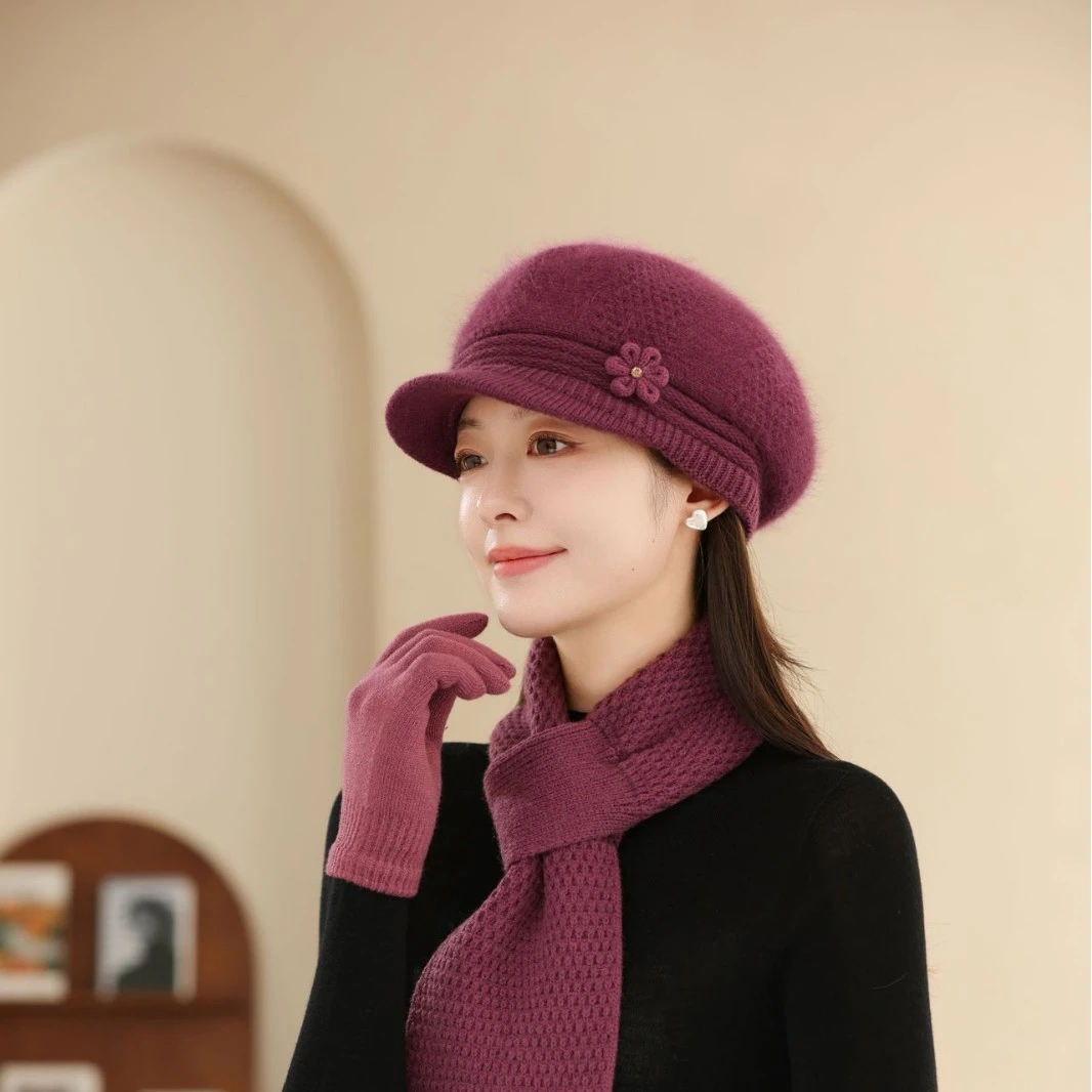 毛线帽子女秋冬季加绒保暖中老年人妈妈帽护耳防寒加厚洋气针织帽