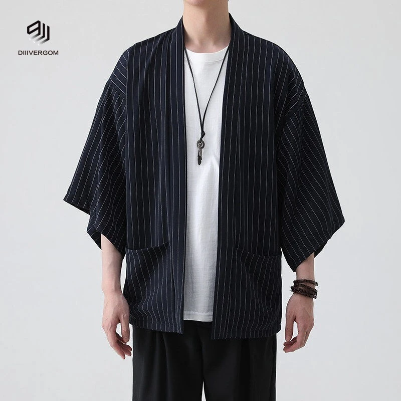 DIIIVERGOM道袍外套男夏季新中式男装中国风唐装短袖衬衫禅意男装