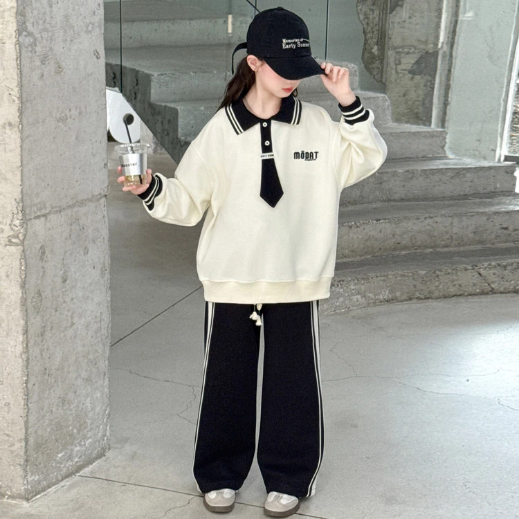 女童春秋套装2025新款女大童秋季韩系卫衣牛仔裤女孩休闲两件套潮