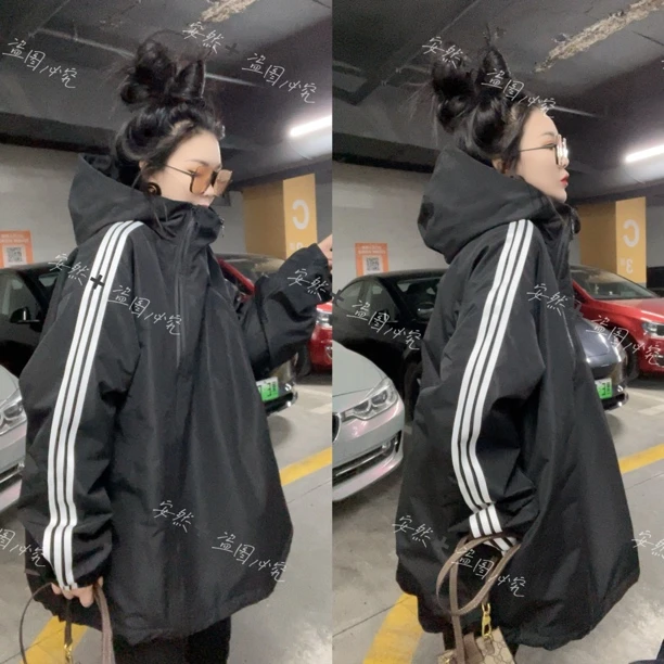 安然自留三道杠棉外套