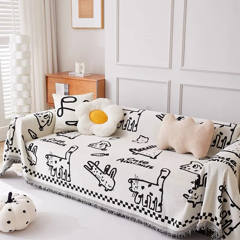 【童趣】卡通雪尼尔网红防刮一片式耐磨四季通用沙发全盖巾全盖布