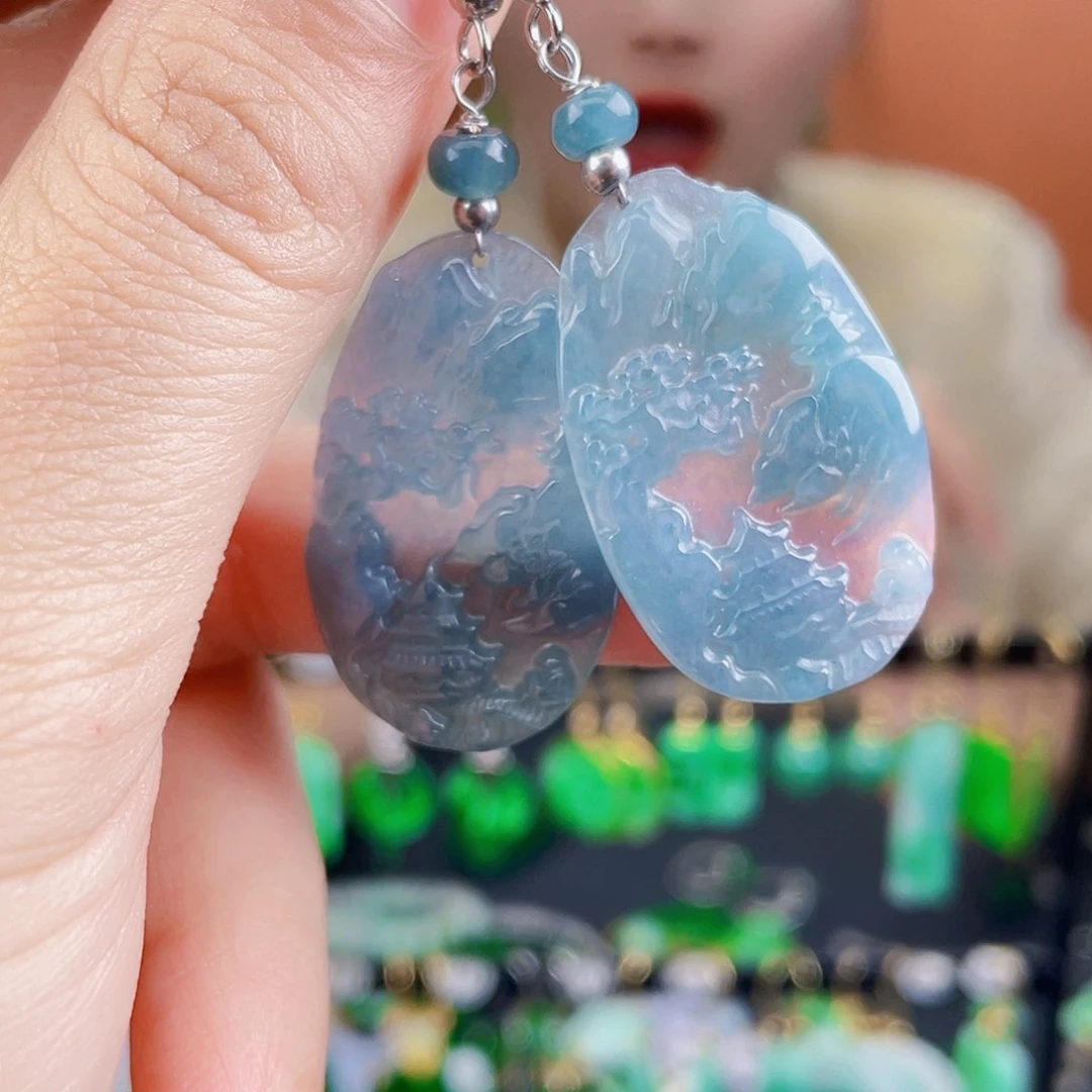 翡翠未镶嵌耳饰饰品