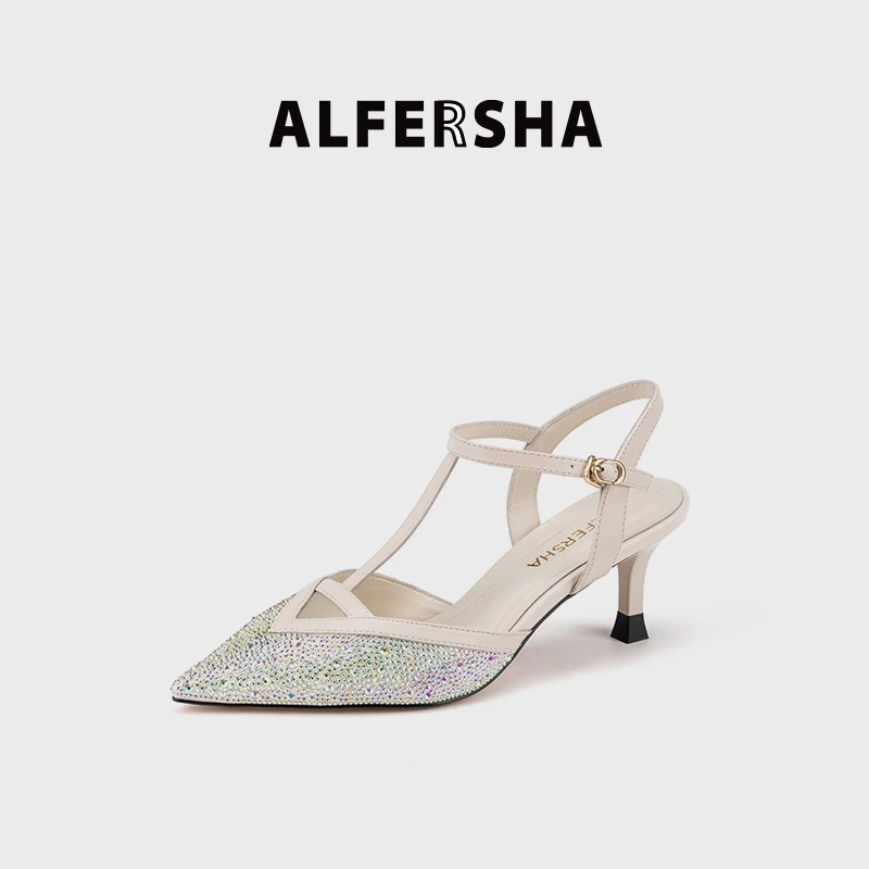 阿芙莎ALFERSHA/VIRE联名8115130新款百搭气质法式尖头时装凉鞋