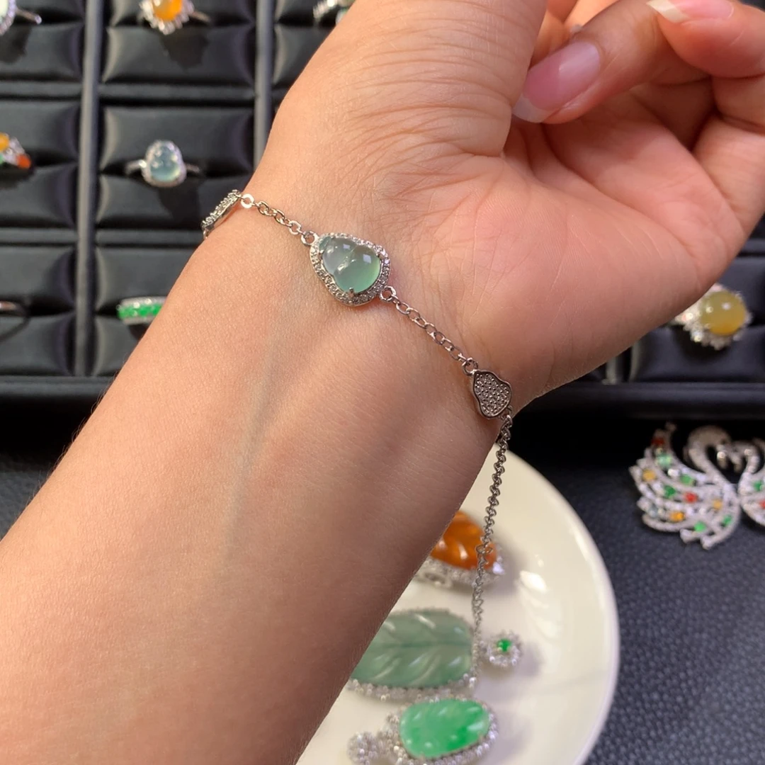 翡翠银S925镶嵌手链