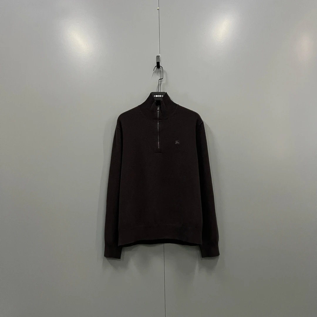 未使用 BURBERRY/博柏利 h924 罗纹半拉链羊绒衫 XL码 019331